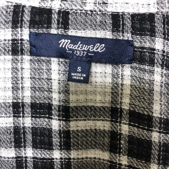 Madewell Ex-Boyfriend Shirt in Kemp Plaid Size Small White Black Style C9635 - Picture 7 of 9